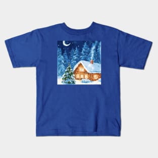 Snowing Cottage Kids T-Shirt